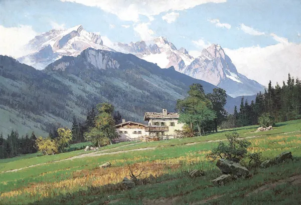 Eugen Carl Wilhelm Retzlaff, 38. Pejzaż alp. z ośnieżonymi szczytami, po 1930