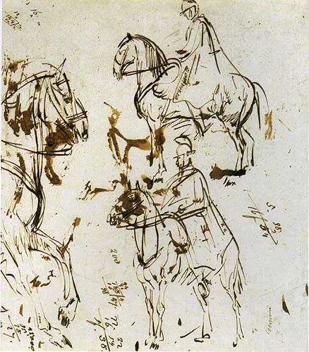 Piotr Michałowski, Szkice jeźdźców i koni
