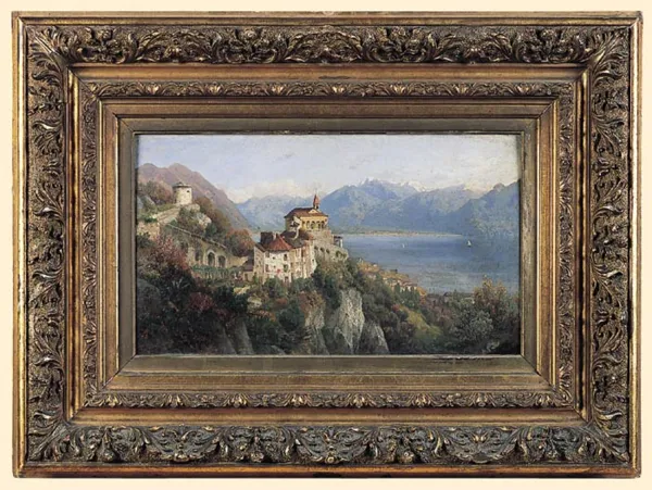 Josef Schoyerer, PEJZAŻ WŁOSKI Z JEZIOREM I ZAMKIEM