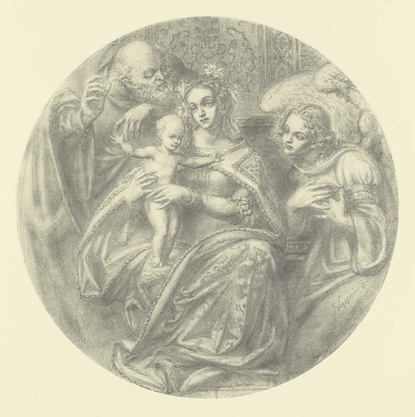 Stanisław Wyspiański, TONDO ZE ŚWIĘTĄ RODZINĄ I ANIOŁEM, ok. 1886