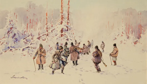 Stanisław Gibiński, NAGANIACZE PRZY OGNISKU, przed 1939 