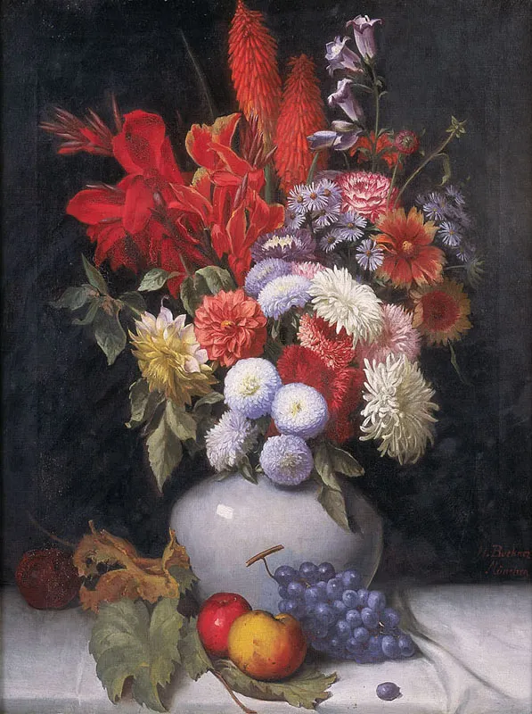 Hans Buchner, Jesienne kwiaty w wazonie