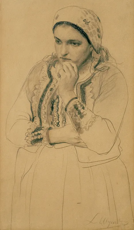 Leon Wyczółkowski, DZIEWCZYNA W CHUSTCE..., ok. 1900