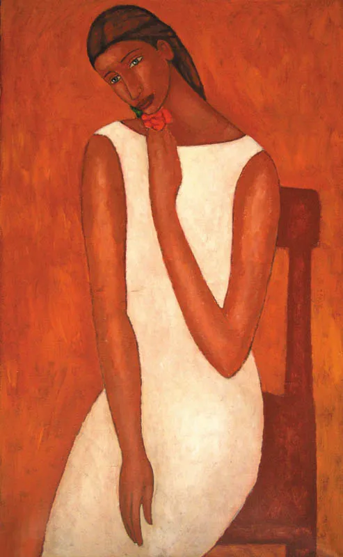 Roman Zakrzewski, Kobieta w białej sukience, 1990