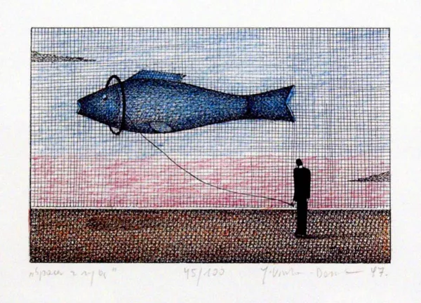 Joanna Wiszniewska-Domańska, Spacer z rybą, 1997