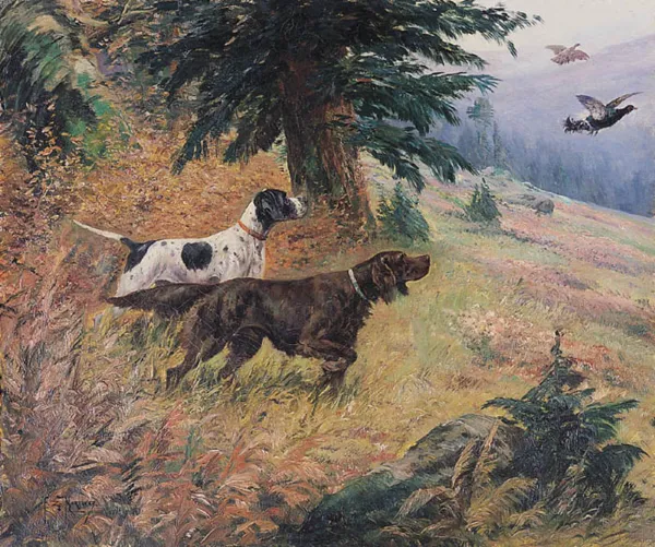 F. E. Martinez, PSY MYŚLIWSKIE NA POLOWANIU, lata 20. XX w.