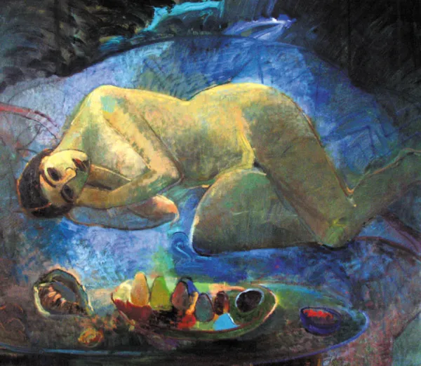 Anna Wiejak - Karpowicz, Akt na błękitnej sofie, 1994-1998