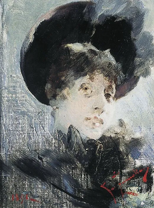 Franciszek Żmurko, Portret damy w kapeluszu, 1891