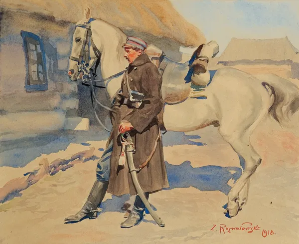 Zygmunt Rozwadowski, UŁAN Z KONIEM. NA KWATERĘ, 1918