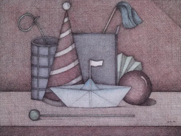 Joanna Wiszniewska-Domańska, Martwa natura z papierową łódeczką, 1999