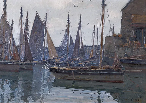 Claus Bergen, ŁODZIE ŻAGLOWE W PORCIE, przed 1939