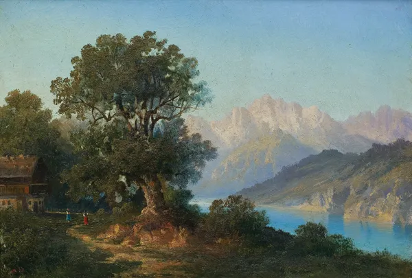 Hermann Bennekenstein, KRAJOBRAZ GÓRSKI Z JEZIOREM, 1863
