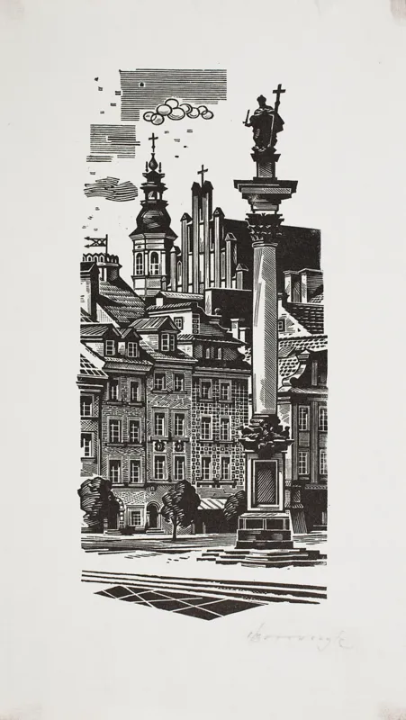 Czesław  Borowczyk, Plac Zamkowy z Kolumną Zygmunta w Warszawie