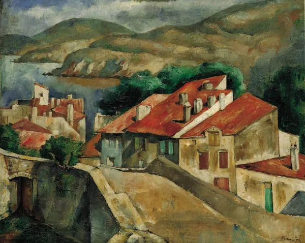 Roman Kramsztyk, Miasteczko na tle gór, ok. 1914