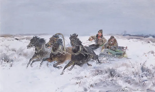 Czesław (I. Zygmuntowicz) Wasilewski, TRÓJKA NA ŚNIEGU, po 1930