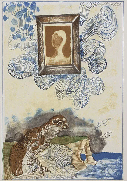 Jan Lebenstein, Kompozycja z ptakami i portretem