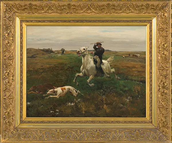 Alfred Wierusz-Kowalski, NA PRZEŁAJ PRZEZ ŁĄKI, ok. 1885