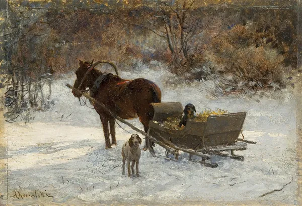 Alfred Wierusz-Kowalski, PSY PRZY SANIACH, ok. 1885