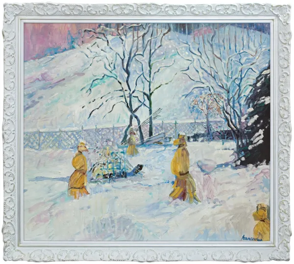 Jan Szancenbach, PEJZAŻ ZIMOWY Z CHOCHOŁAMI, 1989