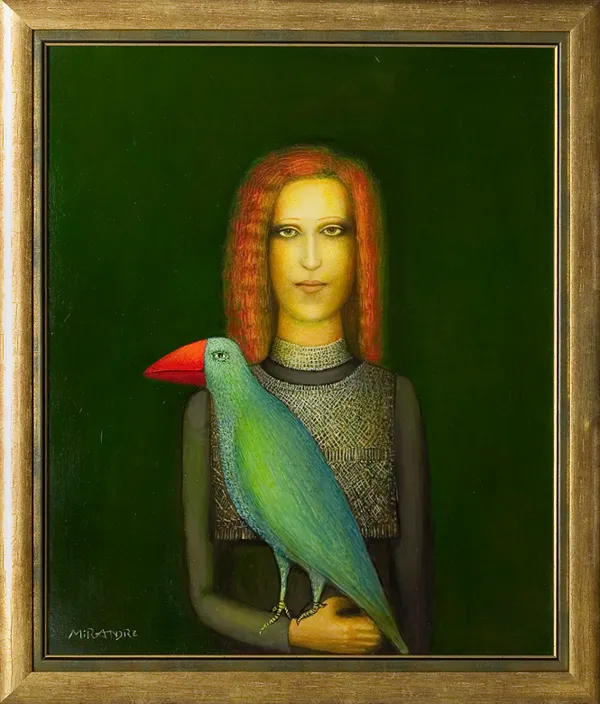 Mira  Andrzejewska Kalkowska, Portret z ptakiem, 2008