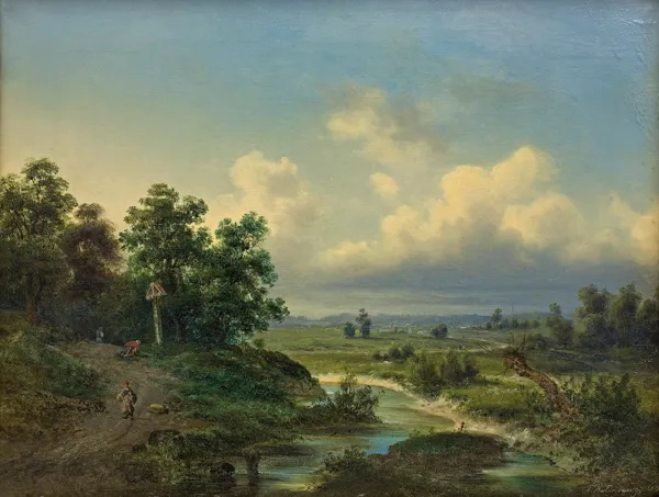 Adam Wiktor Malinowski, PEJZAŻ Z RZECZKĄ, 1864