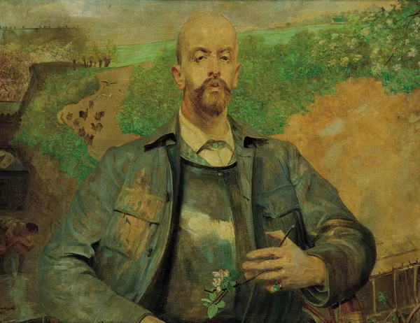 Jacek Malczewski, Autoportret z kwiatem jabłoni, 1910