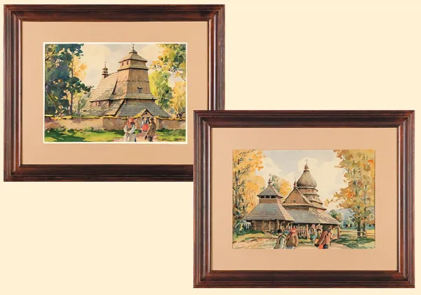 Stanisław Gibiński, DREWNIANE KOŚCIÓŁKI (para obrazów)