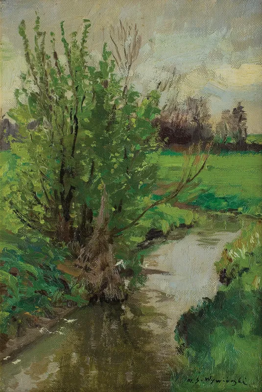 Michał Gorstkin Wywiórski, PEJZAŻ ZE STRUMIENIEM, 1900-1915