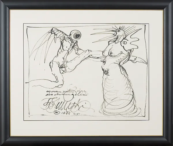 Franciszek Starowieyski, Kompozycja rysowana zeschłą różą, 1985  