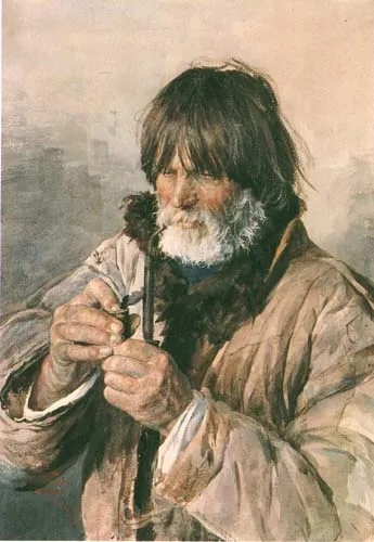 Julian Fałat, Portret mężczyzny z fajką