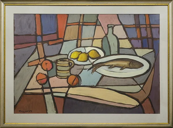 Fryderyk Antoni Hayder, Martwa natura z rybą i cytrynami, 1967