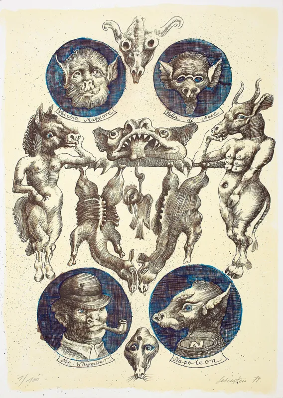 Jan Lebenstein, Ilustracja do Folwarku zwierzęcego, 1974