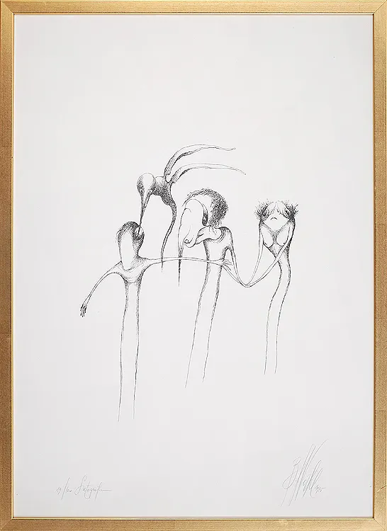 Bożena Wahl, Trzy postaci z ptakiem, 1975