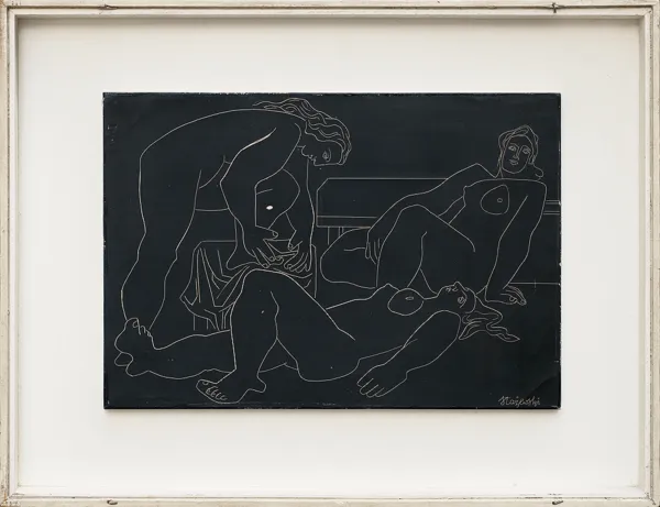 Henryk Stażewski, TRZY KOBIETY NA CZARNYM TLE, 1956