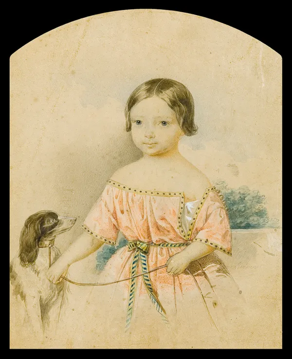 Mikołaj Michajłowicz Aleksiejew, PORTRET DZIEWCZYNKI Z PSEM, ok. 1840