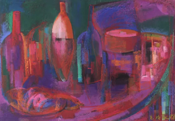 Ryszard Miłek, Martwa natura z butelkami, 1998