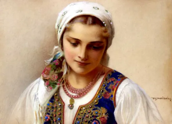 Piotr Stachiewicz, Dziewczyna w krakowskim stroju, ok. 1920