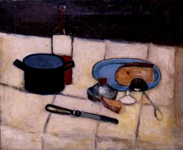 Jerzy Nowosielski, Martwa natura z butelką, 1951(na odwrociu Portret