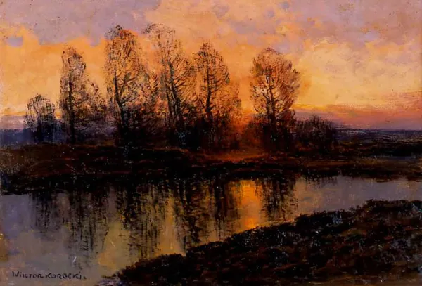 Wiktor Korecki, Zachód słońca nad wodą, ok. 1960