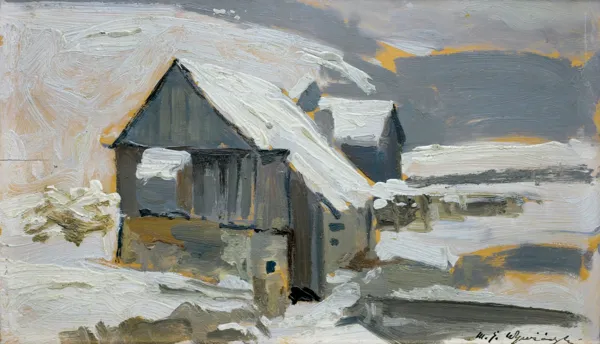 Michał Gorstkin Wywiórski, CHATY ZIMĄ, ok. 1900-1910