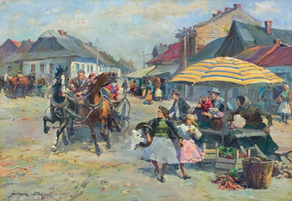 Juliusz Słabiak, NA TARGU. SPŁOSZONE KONIE