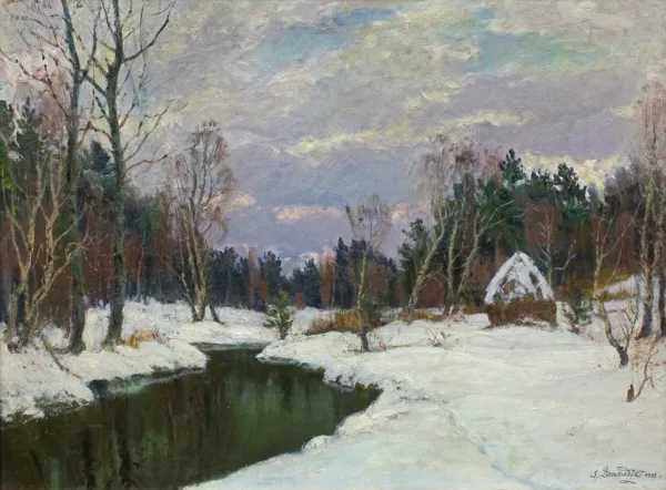 Stefan Domaradzki, PEJZAŻ ZIMOWY Z OKOLIC PORZECZA NA POLESIU, 1937