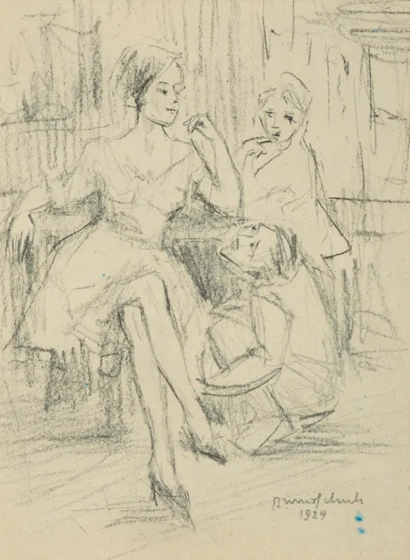 Bruno Schulz, DWIE KOBIETY I KLĘCZĄCY MĘŻCZYZNA, 1929