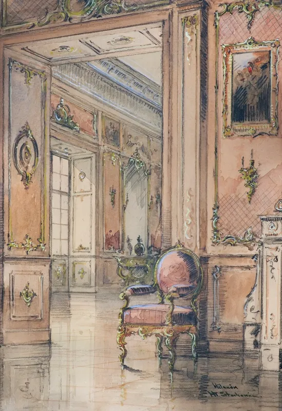 Władysław Chmieliński (Stachowicz), WNĘTRZE PAŁACU W WILANOWIE, lata 1936 – 1939