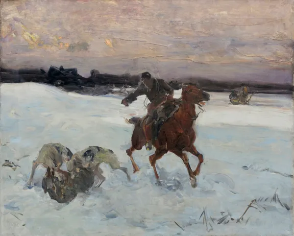 Alfred Wierusz-Kowalski, ZIMOWE POLOWANIE Z CHARTAMI, po 1900