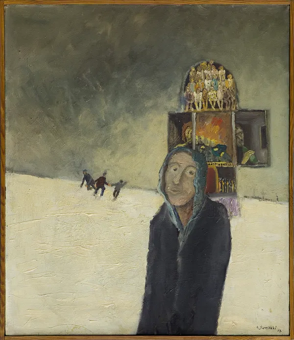 Andrzej Siemiński, POSTACI W PEJZAŻU Z OŁTARZEM, 1977