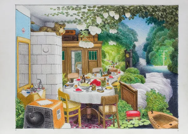 Jacek Yerka, UCZTA – Z CYKLU KIESZONKOWA DŻUNGLA, 2018