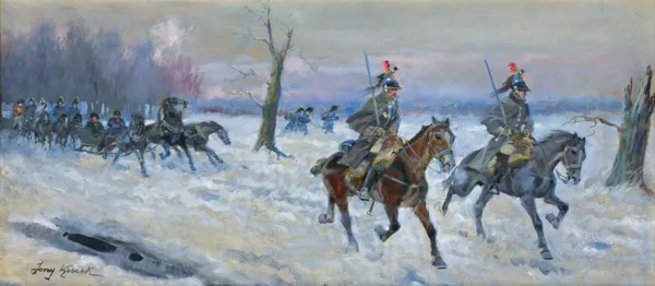 Jerzy Kossak, NAPOLEON W SANIACH. POWRÓT SPOD MOSKWY