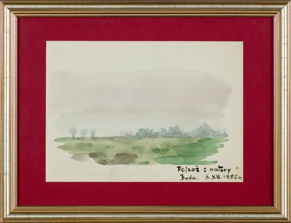Jerzy Duda Gracz, PEJZAŻ Z NATURY (KARTKA ZE SZKICOWNIKA), 1956