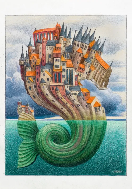 Jacek Yerka, LEWIATAN UDOMOWIONY, 2018
